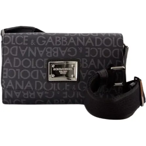 Schwarze Baumwoll-Crossbody-Tasche - Dolce & Gabbana - Modalova