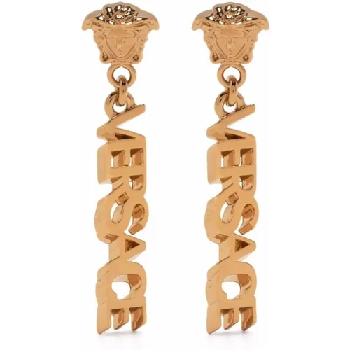 Medusa Head motif gold-tone earrings pair , female, Sizes: ONE SIZE - Versace - Modalova