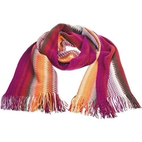 Winter Scarves, male, , Size: ONE SIZE Geometric Fringed Scarf in Vibrant Colors - Missoni - Modalova