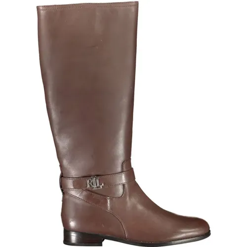 Braune Lederstiefel Brittaney , Damen, Größe: 37 EU - Ralph Lauren - Modalova