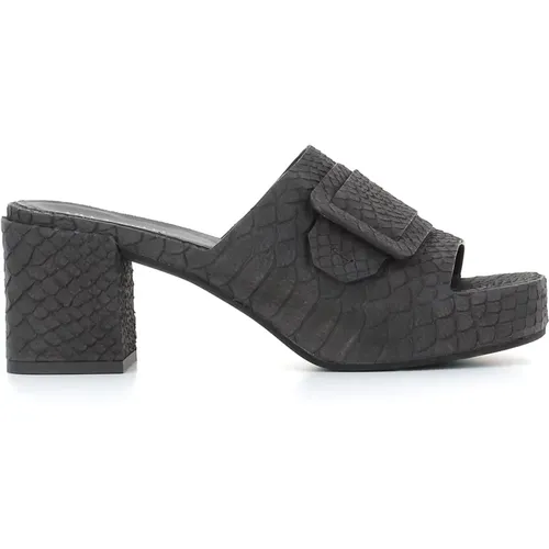Schwarze Sandalen mit Python-Print , Damen, Größe: 37 1/2 EU - DEL Carlo - Modalova