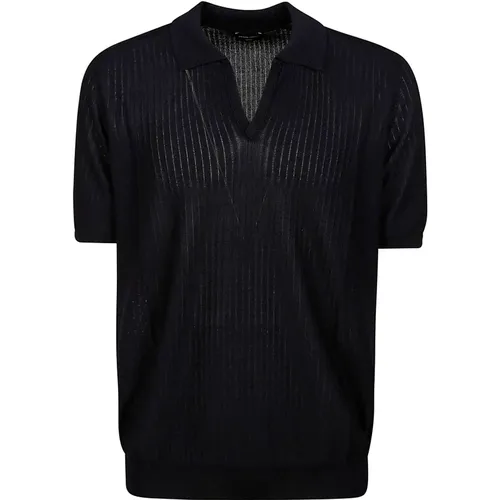 Ribbed Knit Polo Shirt , male, Sizes: L - Roberto Collina - Modalova