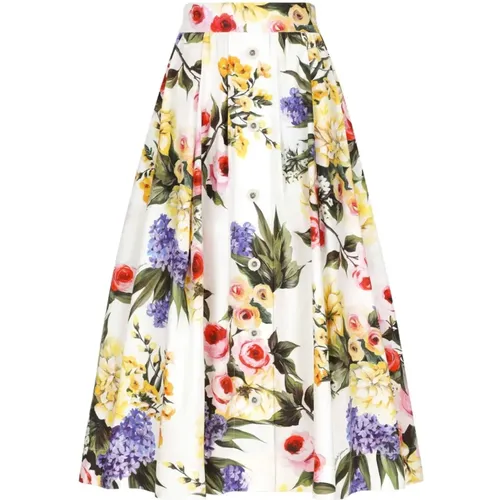 Floral Print A-Line Skirt , female, Sizes: S - Dolce & Gabbana - Modalova