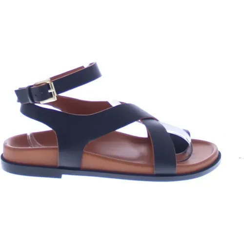 Zweifarbiger Ledersandal - schwarz/braun - Bronx - Modalova