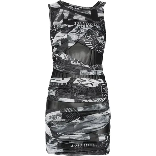 Asymmetrisches drapiertes Kleid schwarz/weißes Design - Versace Jeans Couture - Modalova