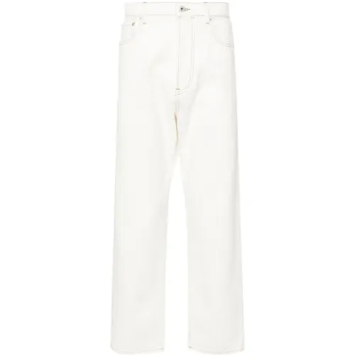 Weiße Jeans mit Stickerei und kontrastierenden Nähten , Herren, Größe: W30 - Kenzo - Modalova