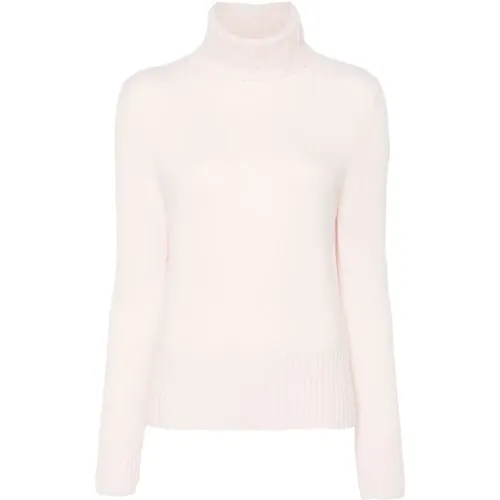 Rosa Gerippter Strickpullover , Damen, Größe: M - allude - Modalova