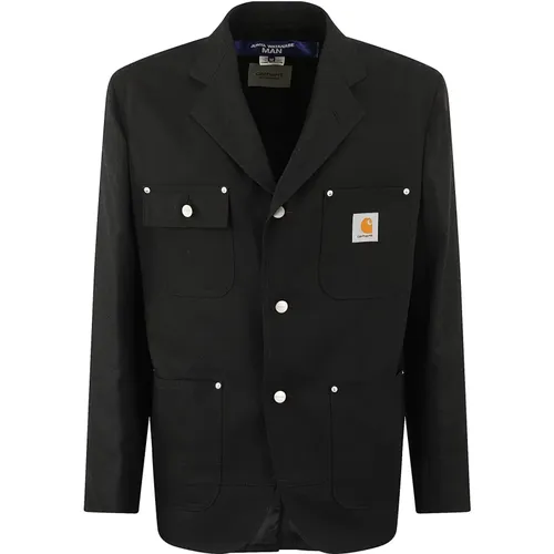 Blazers, male, , Size: M Stylish Single-Breasted Jacket with Logo - Junya Watanabe - Modalova