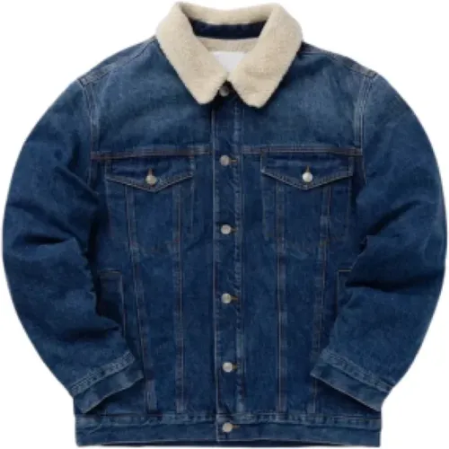 Indigo Denim Shearling Kragen Jacke , Herren, Größe: M - Isabel marant - Modalova