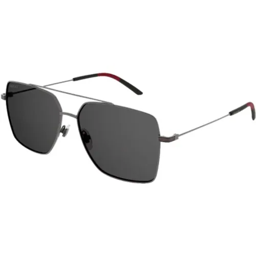 Sunglasses, male, , Size: ONE SIZE Ruthenium and enamel square sungles - Gucci - Modalova