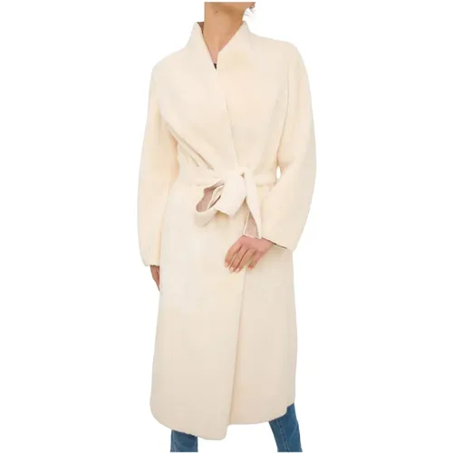 Reversible Ivory Faux Fur Coat , female, Sizes: L - Nenette - Modalova