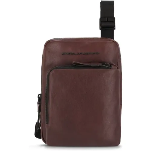 Dark Leather Shoulder Bag , male, Sizes: ONE SIZE - Piquadro - Modalova