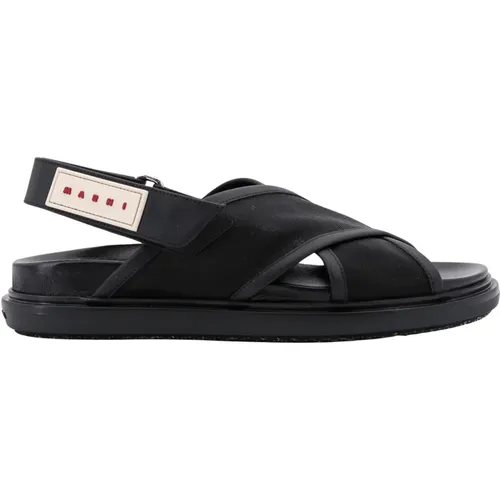 Schwarze Sandalen mit Verstellbarem Knöchelriemen , Damen, Größe: 38 1/2 EU - Marni - Modalova