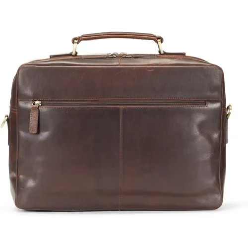 Laptop Bags & Cases, male, , Size: ONE SIZE Dark Leather Laptop Briefcase - Howard London - Modalova