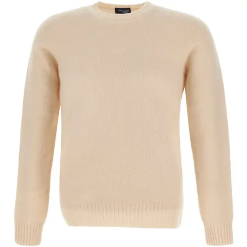 White Lambswool Crewneck Sweater , male, Sizes: 2XL - Drumohr - Modalova