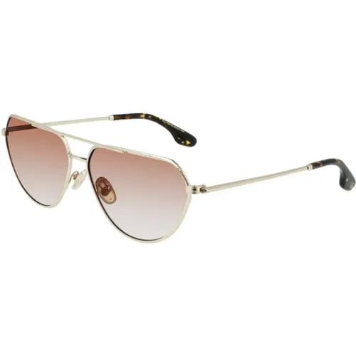 Goldene Metallsonnenbrille für Frauen - Victoria Beckham - Modalova