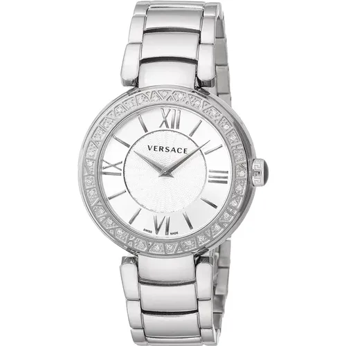 Leda Diamonds Stainless Steel Watch , female, Sizes: ONE SIZE - Versace - Modalova