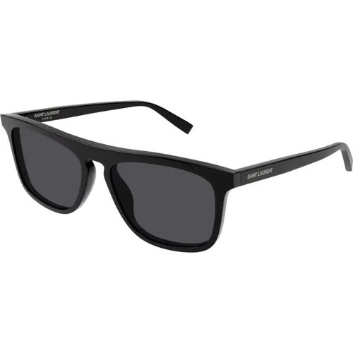Schwarz/Graue Sonnenbrille SL 586 , Herren, Größe: 56 MM - Saint Laurent - Modalova