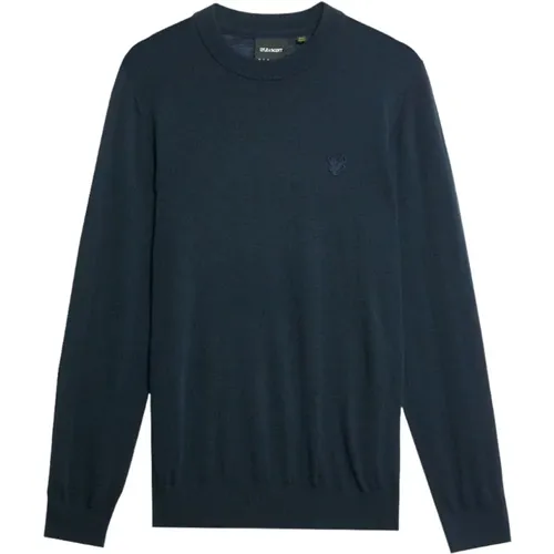 Blauer Merino Crew Pullover , Herren, Größe: S - Lyle & Scott - Modalova