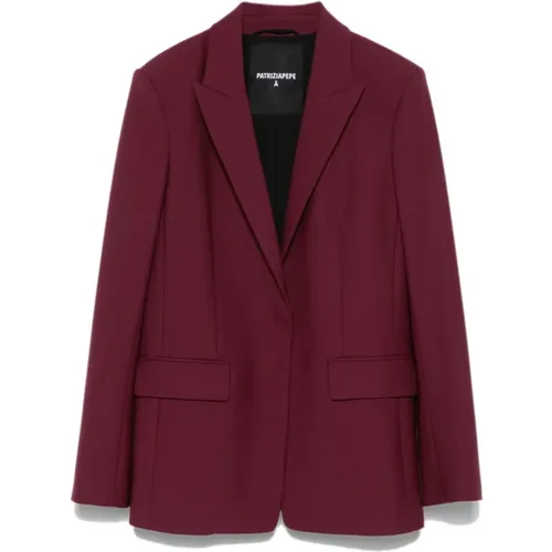 Blazers, female, , Size: S Plum Purple Tailored Jacket - PATRIZIA PEPE - Modalova