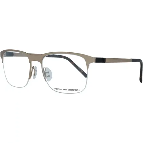 Glasses, male, , Size: ONE SIZE Gold Titanium Half-Rim Optical Frames - Porsche Design - Modalova