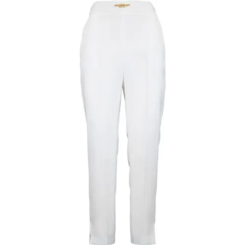 Straight Trousers, female, , Size: M Gold Detail Zipper Hook Pants - Elisabetta Franchi - Modalova