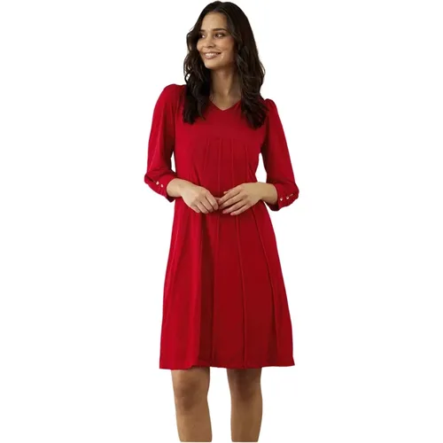 Rotes Lucy Kleid mit V-Ausschnitt - IN FRONT - Modalova