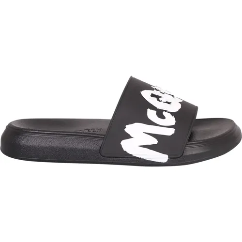 Sliders, male, , Size: 7 US Slide Sandals with Logo Print - alexander mcqueen - Modalova