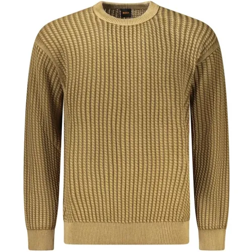 Round-neck Knitwear, male, , Size: XL Cotton Men Sweater - HUGO - Modalova