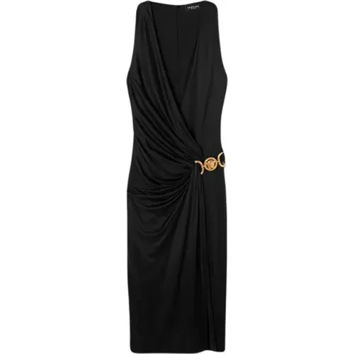 Midi Dress with Medusa Logo , female, Sizes: XS, S - Versace - Modalova