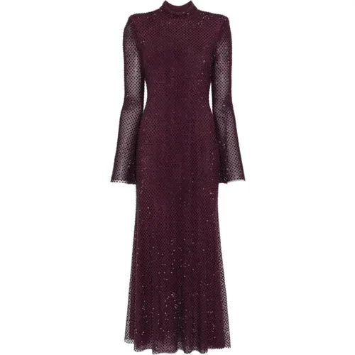 Party Dresses, female, , Size: S Rhinestone-embellished Mesh Midi Dress - Self Portrait - Modalova