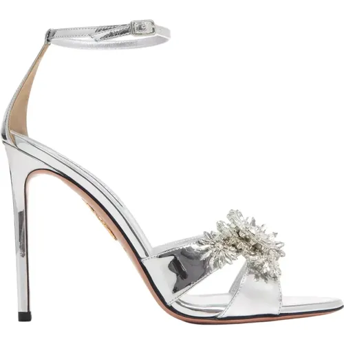 High Heel Sandals, female, , Size: 8 US Crystal Margarita Silver High Heel Sandals - Aquazzura - Modalova
