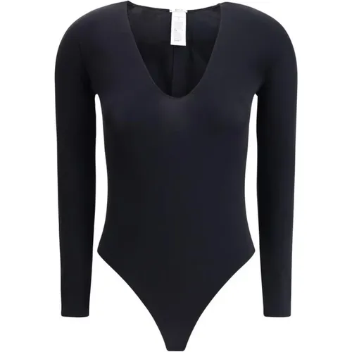 Body, female, , Size: S Elegant V-Neck Long-Sleeve Bodysuit - Wolford - Modalova