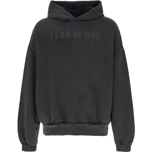 Schwarzer Logo Hoodie mit Taschen , Herren, Größe: M - Fear Of God - Modalova