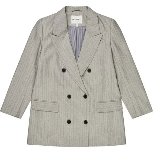 Eleganter Gestreifter Blazer mit Steinen , Damen, Größe: L - Munthe - Modalova