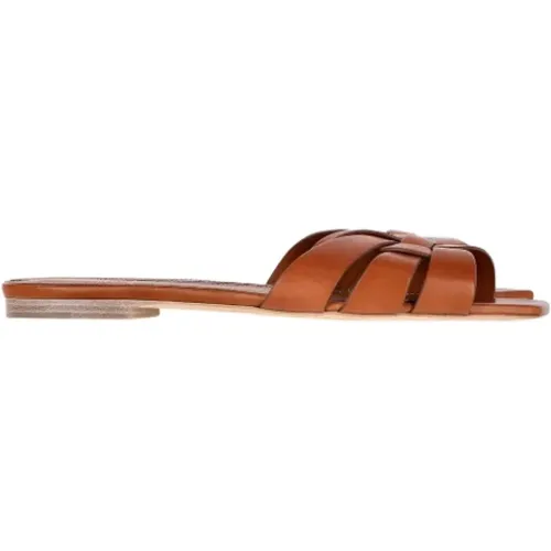 Pre-owned Flats, female, , Size: 9 1/2 US Pre-owned Leather sandals - Yves Saint Laurent Vintage - Modalova