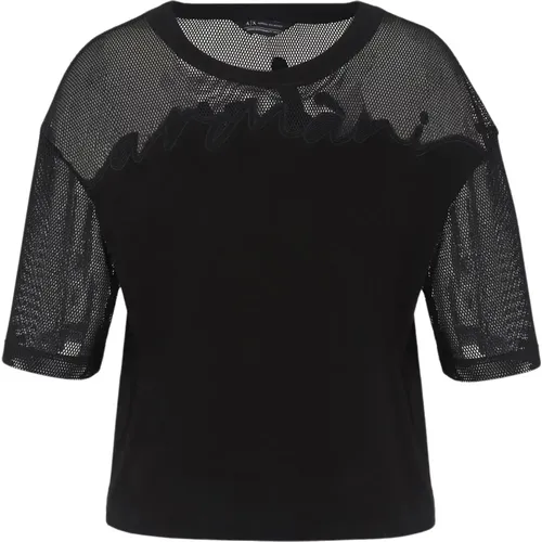 Cotton Cropped T-Shirt , female, Sizes: S - Armani Exchange - Modalova