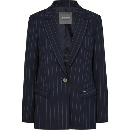 Blazers, female, , Size: M Pinstripe Blazer Salute Navy - MOS MOSH - Modalova