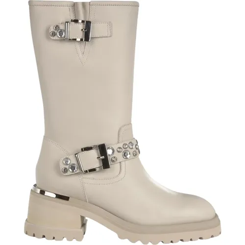 Rhinestone Half-Boot with Heel and Buckles , female, Sizes: 9 UK, 6 UK, 3 UK, 7 UK, 5 UK, 4 UK - Alma en Pena - Modalova