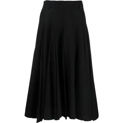 Pleated Wool Midi Skirt , female, Sizes: XS - Prada - Modalova