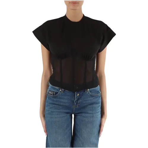 Corset Insert Cotton Top , female, Sizes: M, S, L - Versace Jeans Couture - Modalova