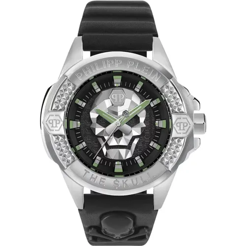 Black Leather Quartz Watch , male, Sizes: ONE SIZE - Philipp Plein - Modalova