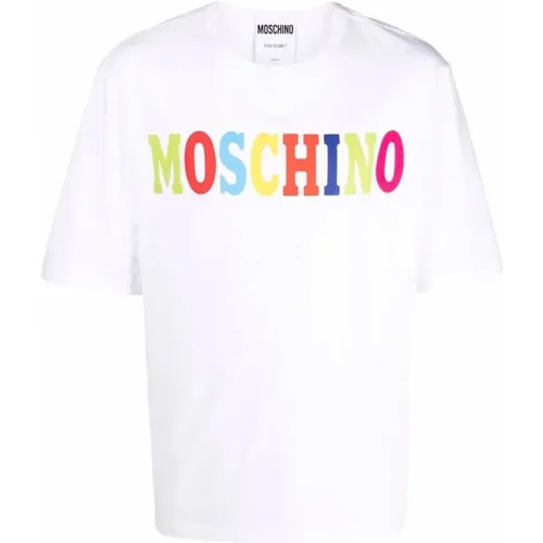 Cotton T-Shirt with Logo Detail , male, Sizes: L - Moschino - Modalova