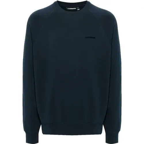 Blauer Crew Neck Pullover Casual Stil , Herren, Größe: XL - J.LINDEBERG - Modalova