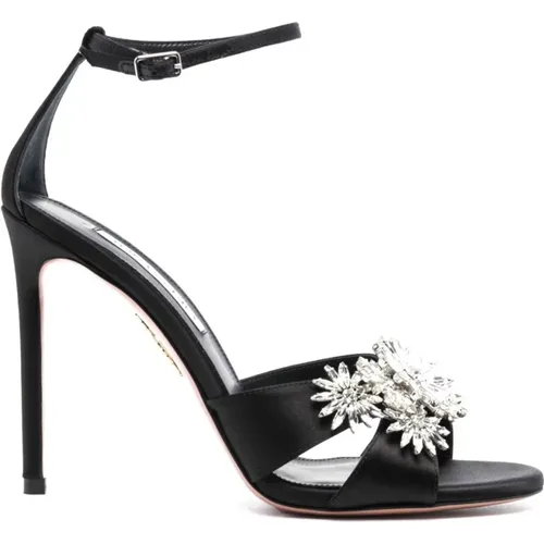 Crystal-Embellished Floral Sandals , female, Sizes: 5 UK, 6 UK, 4 1/2 UK, 5 1/2 UK - Aquazzura - Modalova