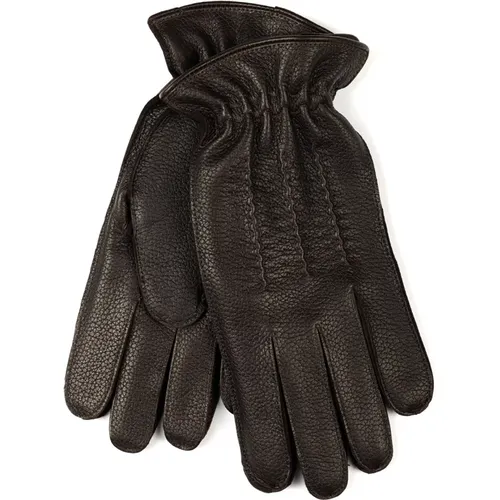 Gloves, male, , Size: 8 IN Dark Leather Gloves Cashmere Lining - Orciani - Modalova