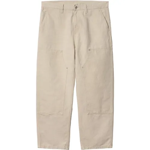 Straight Trousers, male, , Size: S Double Knee Cotton Linen Blend Trousers - Carhartt WIP - Modalova