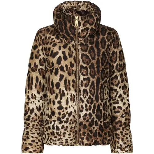 Leopard Print Puffer Jacket , female, Sizes: S, 2XS - Dolce & Gabbana - Modalova