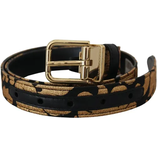 Belts, male, , Size: 75 CM Multicolor Jacquard Leather Logo Belt - Dolce & Gabbana - Modalova