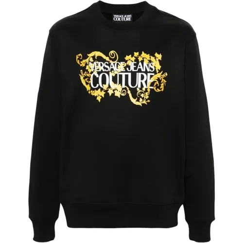 Logo Print Crew Neck Sweater , male, Sizes: L, XL, M, S - Versace Jeans Couture - Modalova